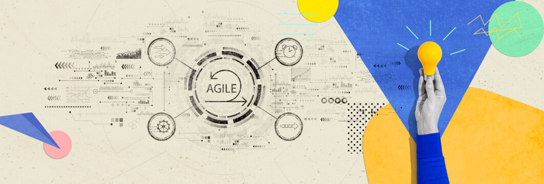 Agile concept with person holding a yellow light bulb