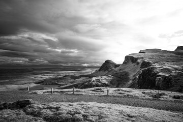 Cuith Raing Schottland Bergpanorama Landschaft Schwarz Weiss Fine Art Kontrast rau wild karg Hintergrund Foto David Schwitzgbel - obrazy, fototapety, plakaty