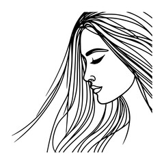 Beautiful women face line illustration template