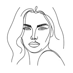 Beautiful women face line illustration template