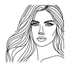 Beautiful women face line illustration template