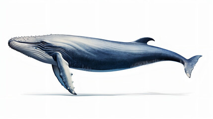 whale on white background - obrazy, fototapety, plakaty