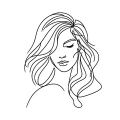 Beautiful women face line illustration template