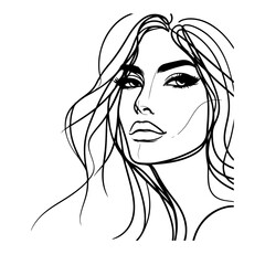 Beautiful women face line illustration template
