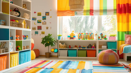 Bright Children's Playroom: Colorful Storage & Playful Fun
