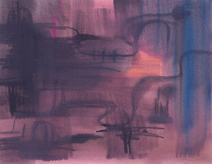 Abstract dark painting background. Watercolor and charcoal modern art.