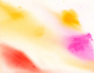 Colorful washed watercolor painting. Abstract wet aquarelle paint brush stroke. Soft paint backdrop.