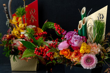 日本の正月の美しい花飾り　新年のイメージ