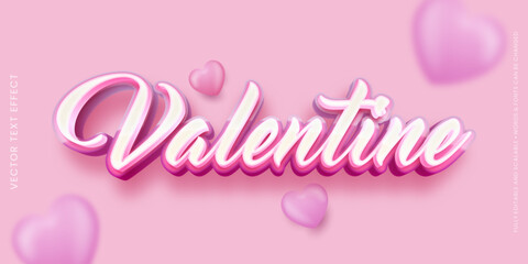 Valentine glossy pink text editable 3d style text tittle