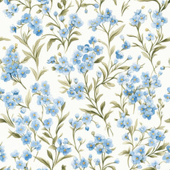 Seamless floral background with forget me not flowers