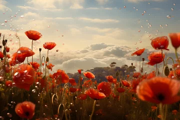 Gardinen poppy field, poppy flower, oppy seed field, poppy flowers © MrJeans