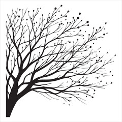 a naked tree branches vector silhouette black color illustration