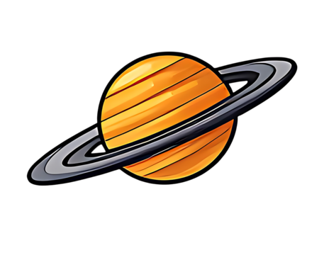 a planet with rings around it On transparent background (png), easy for decorating projects.
