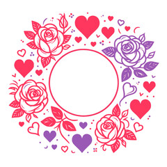 Template Vector for Love and Romance, Hearts and arrow, copy space for text