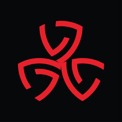 the shield's monogram design forms the letters 