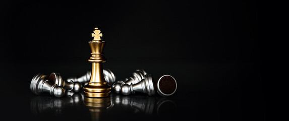 King on falling chess concepts of leadership or wining challenge strategy and battle fighting of...