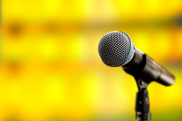 Microphone for press conference speaker report interview concepts or broadcasting public speaking...