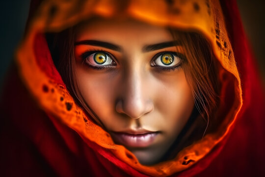 Beautiful Berber tribe woman portrait. Neural network AI generated art
