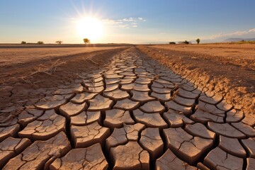 Drought conditions lead to agricultural devastation, impacting food production and local economies. - obrazy, fototapety, plakaty