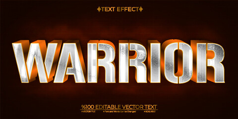Gold and Silver Warrior Editable Vector 3D Text Effect
