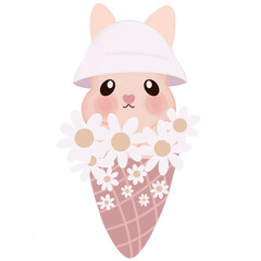 whimsical rabbit and floral delight perfect for spring and Easter designs