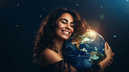 地球を大切にする女性のイメージ
