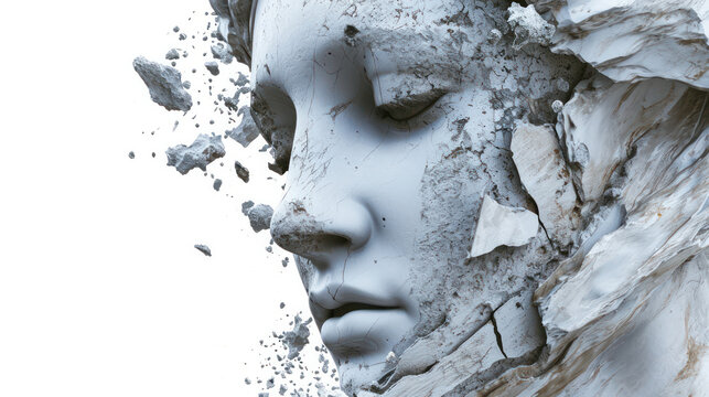 Breakthrough Contemplation Renaissance Unfinished Broken Statue Chiseled Artwork Marble Stone