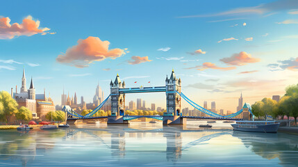 London tower bridge, the uk, sunset with beautiful clouds