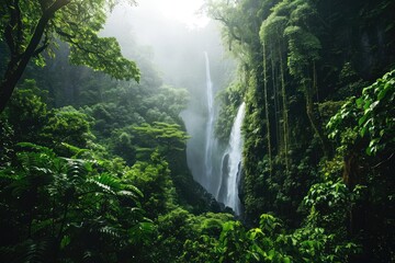 A majestic waterfall in a lush forest Symbolizing nature's beauty and power