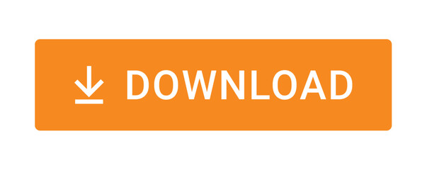 Orange download button with download icon isolated on white background