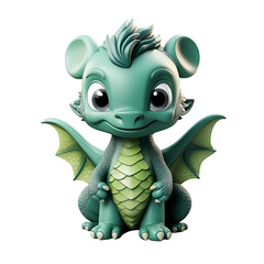 Green dragon cartoon 3D model isolated