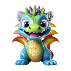 Obraz premium Rainbow dragon cartoon 3D model isolated