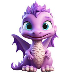 Purple dragon cartoon 3D model isolated
