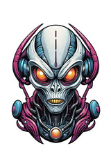 Alien head illustration isolated on transparent background
