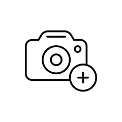 Add photo outline icons, photography minimalist vector illustration ,simple transparent graphic element .Isolated on white background