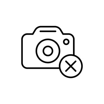 Delete photo outline icons, photography minimalist vector illustration ,simple transparent graphic element .Isolated on white background