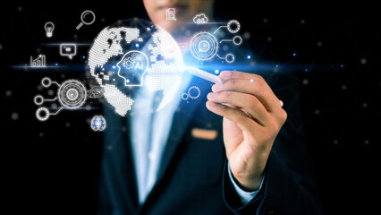 Ai technology, Artificial Intelligence. man using technology smart robot AI, artificial...