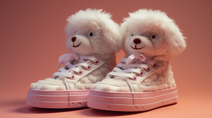 Teddy sneakers in the style of postmodern appropr