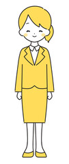 黄色｜笑顔の女性イラスト｜スーツ