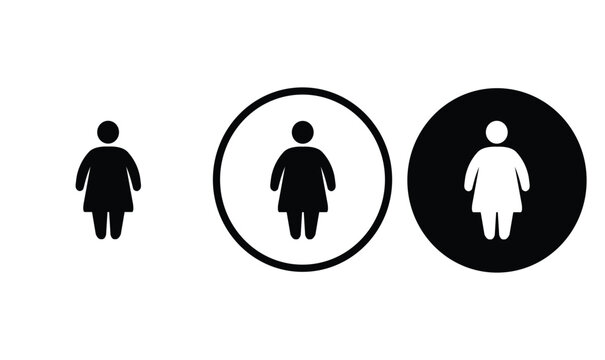 icon fat women black outline for web site design 
and mobile dark mode apps 
Vector illustration on a white background