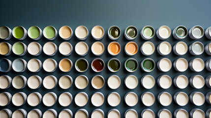 Tiny sample paint cans during house renovation