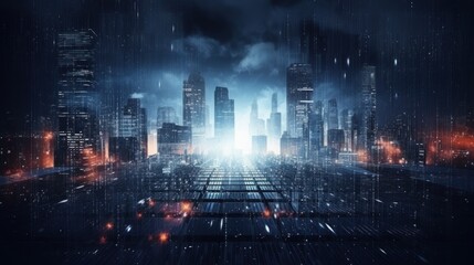 Technology Particle in Cyberpunk Style Digital World Abstract Background