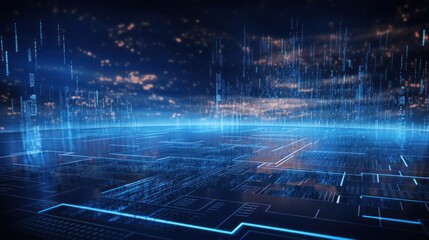 Fototapeta premium Technology Particle in Cyberpunk Style Digital World Abstract Background