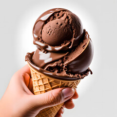 holding chocolate ice cream