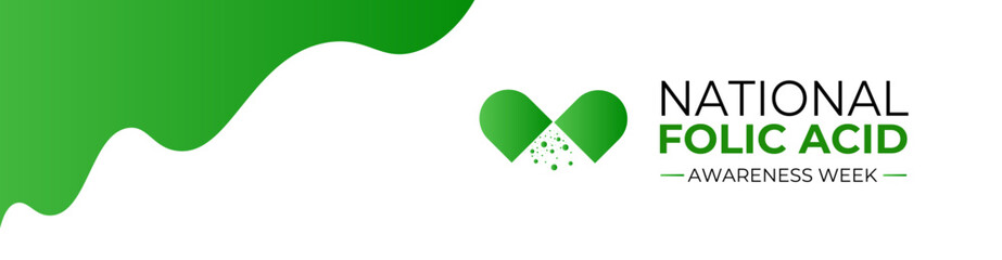 National Folic Acid Awareness Week vector template design. Its Promoting Health and Pregnancy Wellness with Folic Acid . Banner, cover, website, brochure, landing page, card, poster design.