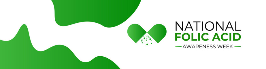 National Folic Acid Awareness Week vector template design. Its Promoting Health and Pregnancy Wellness with Folic Acid . Banner, cover, website, brochure, landing page, card, poster design.