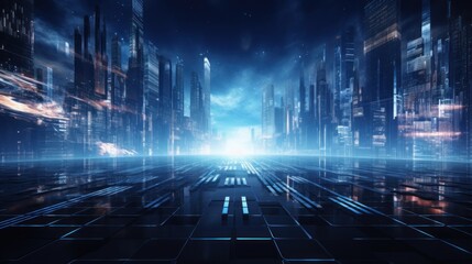 Technology Particle in Cyberpunk Style Digital World Abstract Background