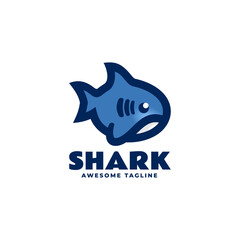 Vector Logo Illustration Shark Simple Mascot Style.