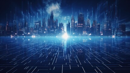 Technology Particle in Cyberpunk Style Digital World Abstract Background