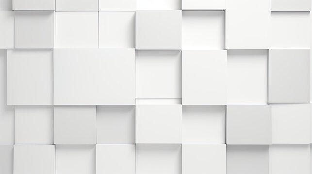 Fototapeta 3d arrange light gray squares with soft shadows on a white background.